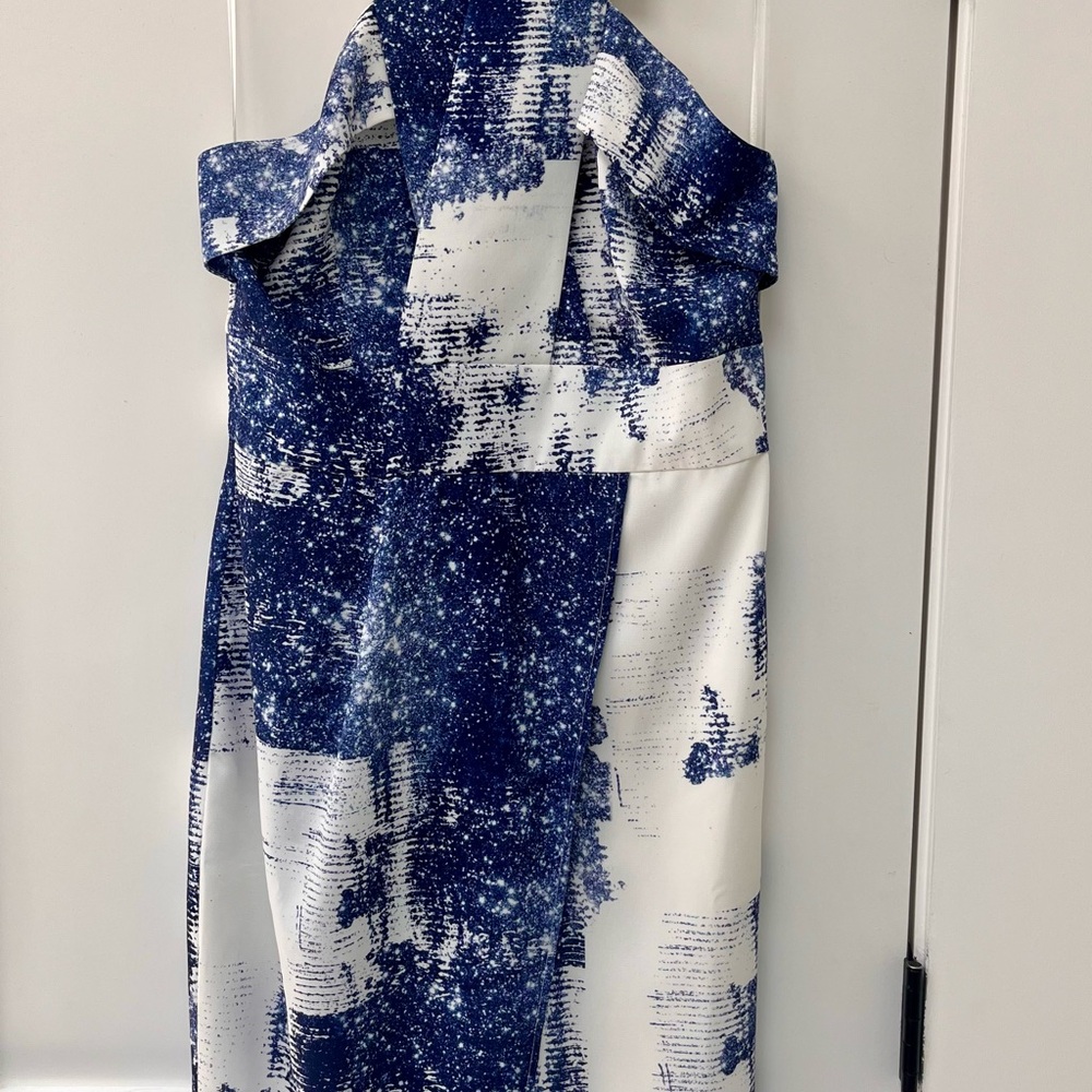 Blue and White Abstract Print Dress